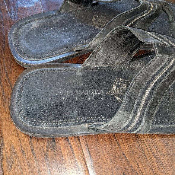 Robert Wayne Flip Flops in Black or Camel with Silver Accent sz 8 - Picture 9 of 14